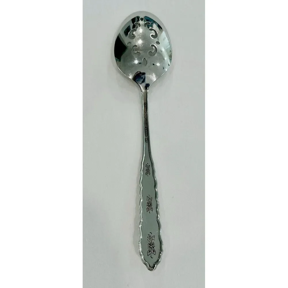 Oneida  Serving Spoon FLORAL BOUQUET Stainless Distinction Silverware‎ Flatware